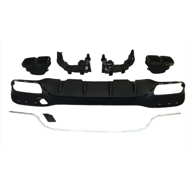 BENZ W166 AMG 2015-2018 Rear Diffuser With Silver Black Tips - Image 2