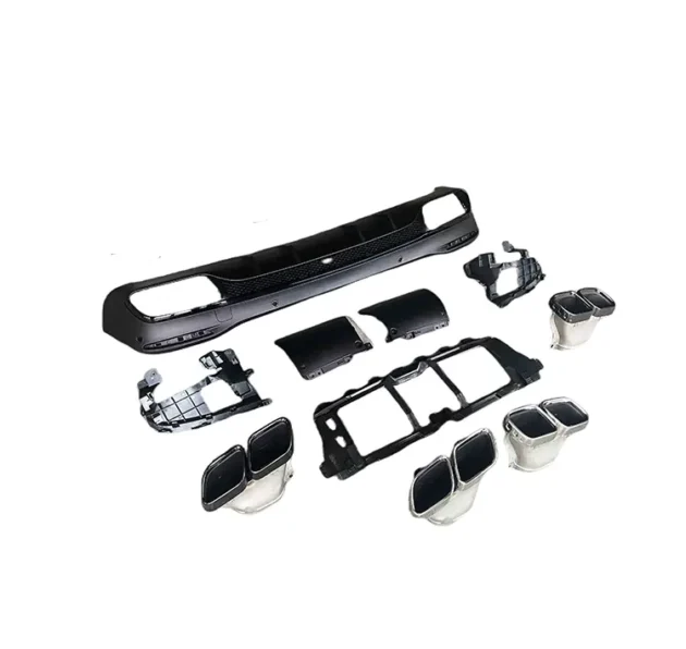 BENZ X167 AMG 2019-2022 Rear Diffuser With Silver Black Tips - Image 2
