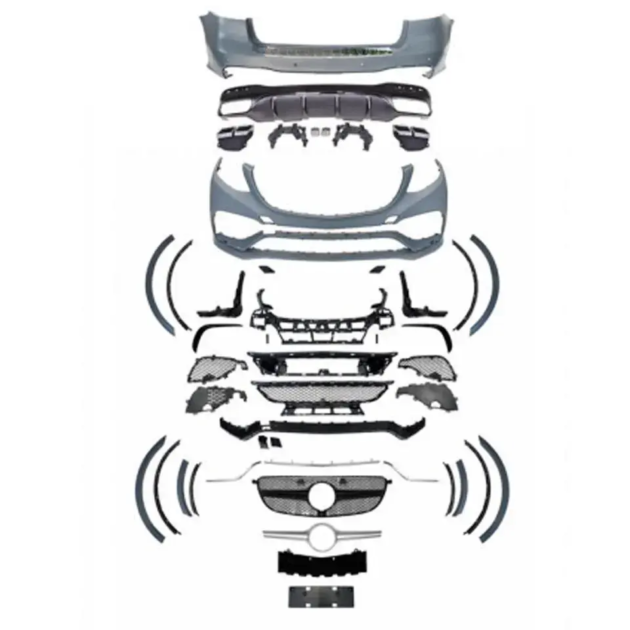 BENZ W166 Normal 2015-2019 Front Lip Rear Diffuser Side Skirt Facelift Body Kit - Image 2
