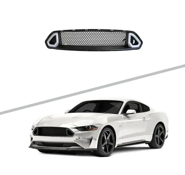 Mustang 2018-2022 Rock Style Car Bumper Body Parts Upper Front Grille With LED Light