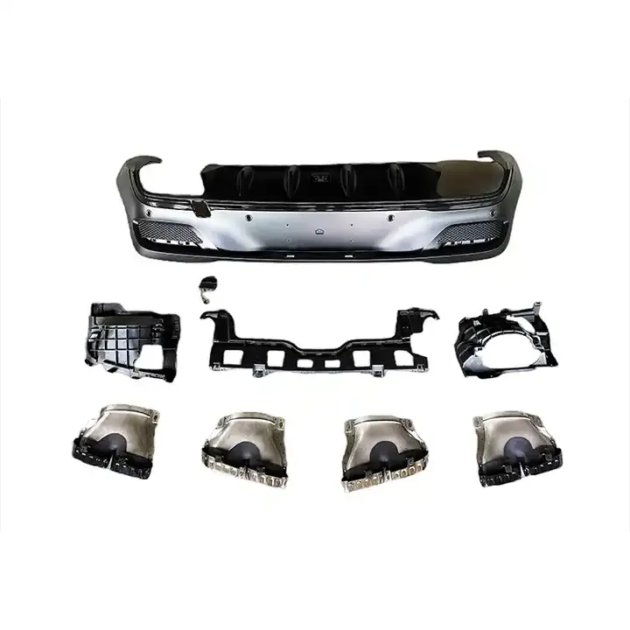 BENZ C167 GLE Coupe 2020-2022 Rear Diffuser WIth Silver Black Tips - Image 2