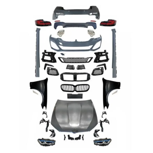 G30 LCI M-Tech Style Gloss Black Car Bumper Full Set Body Kit Front Lip