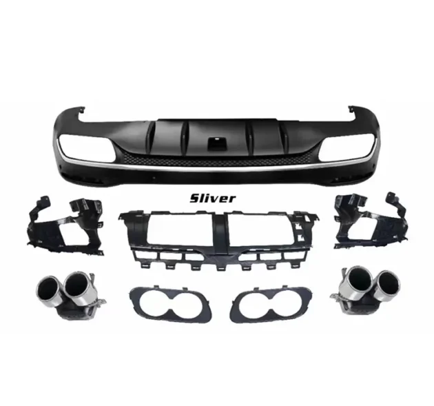 GBENZ X167 GLE AMG 2019-2022 Rear Diffuser With Silver Black Tips - Image 4