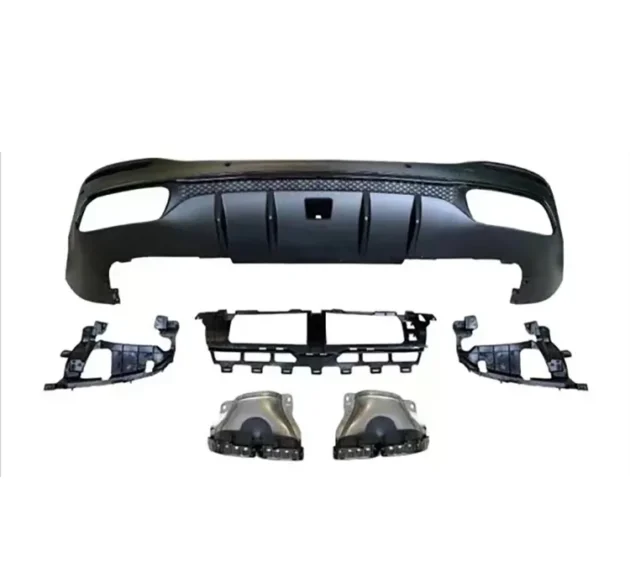 BENZ X167 GLE AMG 2019-2022 Rear Diffuser With Silver Black Tips - Image 2
