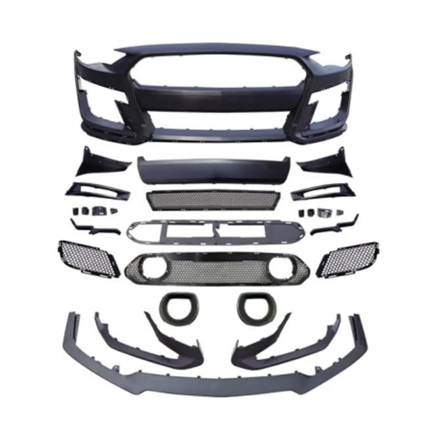 Ford Mustang 2018-2022 GT500 Style Car Front Bumper Front Lip Rear Diffuser Side Skirt With Grille Light