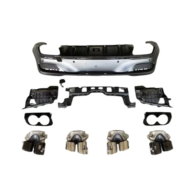 BENZ C167 GLE Coupe 2020-2022 Rear Diffuser WIth Silver Black Tips - Image 2