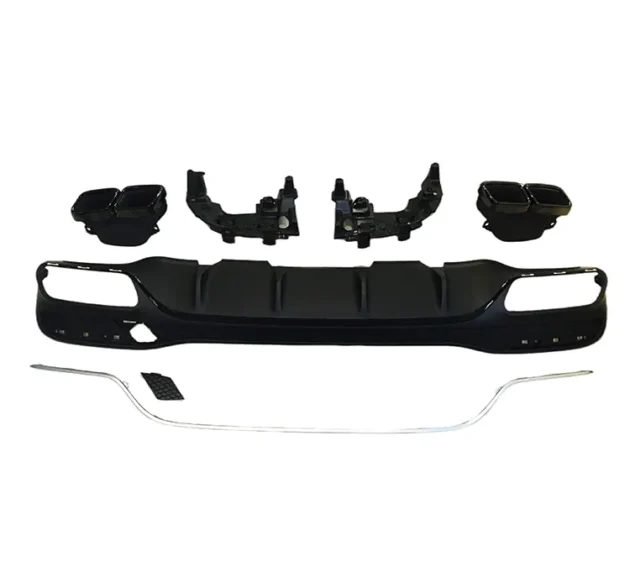 BENZ W166 AMG 2015-2018 Rear Diffuser With Silver Black Tips - Image 3