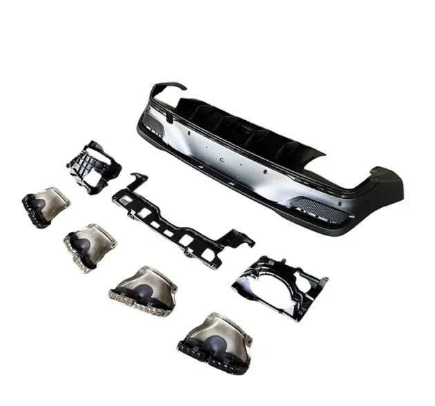 BENZ C167 GLE Coupe 2020-2022 Rear Diffuser WIth Silver Black Tips - Image 3