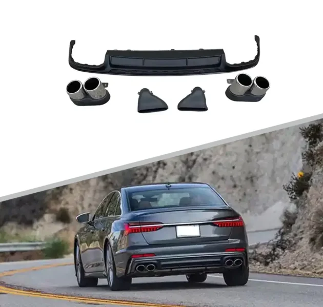 AUDI A6 2019+ Rear Diffuser With Stainless Steel Tail Pipe