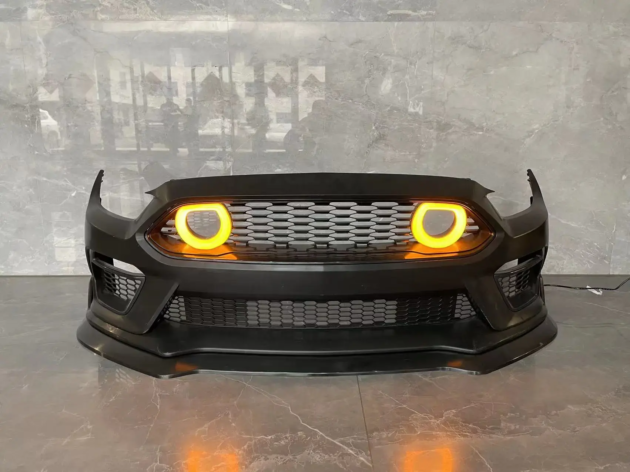 Ford Mustang 2015-2017 Front Bumper Front Lip Rear Diffuser Side Skirt With Grille Light - Image 3