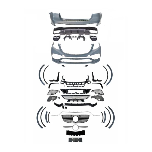 W166 GLE Normal Upgrade GLE63 AMG bodykit bumper rear diffuser with grille