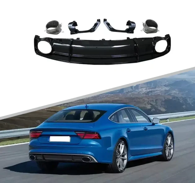 AUDI A7 2016-2018 Bumper Body Accessories Rear Diffuser With Tail Pipe