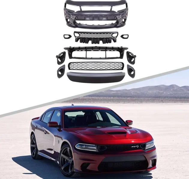 Dodge Charger 2019-2022 Hellcat Style Front Bumper Front Lip With Lamp Hole Car Bumper