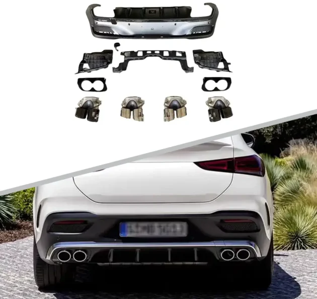 BENZ C167 GLE Coupe 2020-2022 Rear Diffuser WIth Silver Black Tips