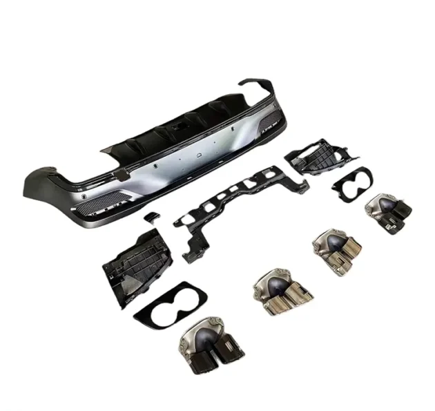BENZ C167 GLE Coupe 2020-2022 Rear Diffuser WIth Silver Black Tips - Image 3