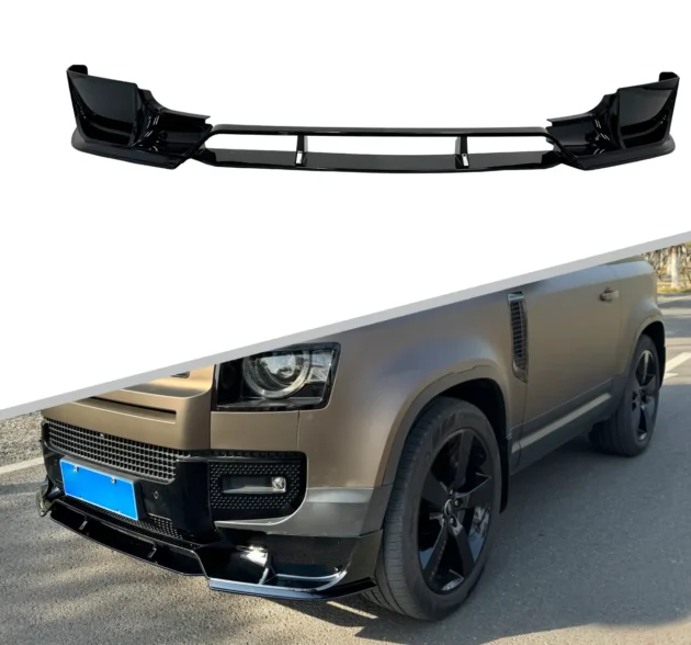 Car Bumpers For Land Rover New Defender Glossy Black Mansory Style Front Bumper Lip Car Front Bumper Lip Splitter