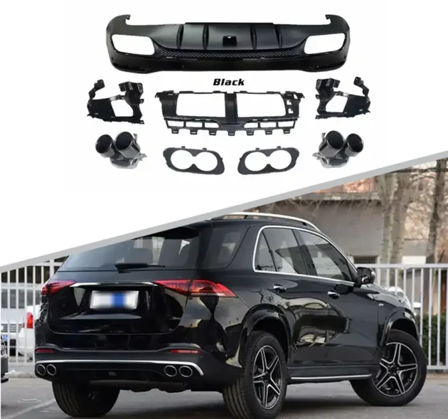 GBENZ X167 GLE AMG 2019-2022 Rear Diffuser With Silver Black Tips
