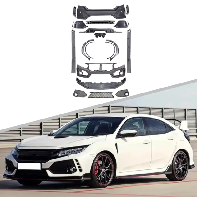 HONDA CIVIC 2016-2022 Type-R Car Front Rear Bumper Lip Side Skirt Body Kit
