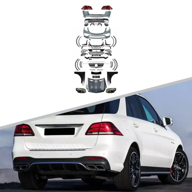 BENZ ML W166 2011-2014 Front Lip Rear Diffuser Side Skirt Facelift Body Kit