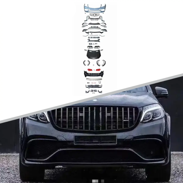 BENZ GL X166 2012-2015 Bumper Front Lip Rear Diffuser Side Skirt Spoiler Facelift Full Set Body Kit