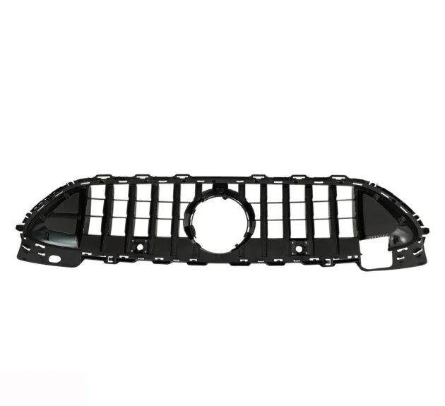 BENZ W206 2022+ ROCKET GT Style Gloss Black Carbon Look Red Stripes Car Front Bumper Grille - Image 2
