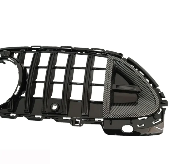 BENZ W206 2022+ ROCKET GT Style Gloss Black Carbon Look Red Stripes Car Front Bumper Grille - Image 4